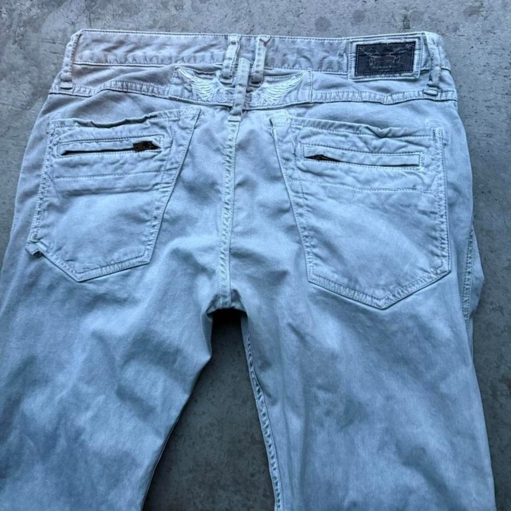Robin Jeans Grey Skinny Moto Biker Zip Wings Jeans Distress Mens 34x32